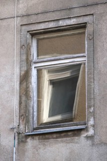 Reflection of a window in a window, construction site, Germany