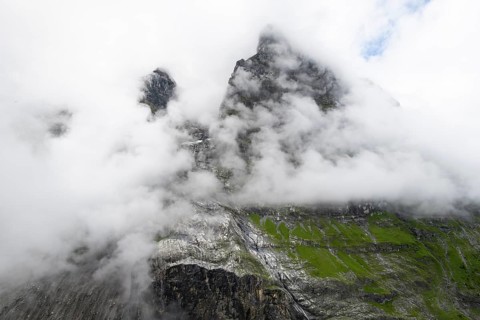 Cloudy mountain peaks, Bernese Alps, Bernese Oberland, Switzerland