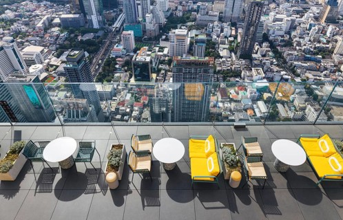 Panoramic King Power Mahanakhon the highest cityscape observation deck in Bangkok Thailand