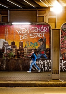 Artistically designed subway, Light in the Tunnel campaign with Klaus Klinger, Ellerstrasse,