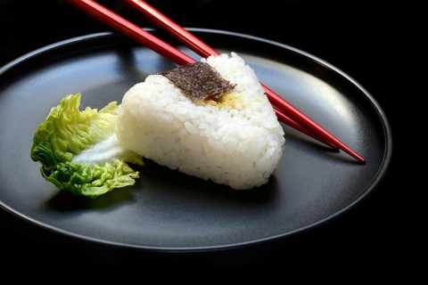 Onigiri, Japanese rice on plate, rice balls