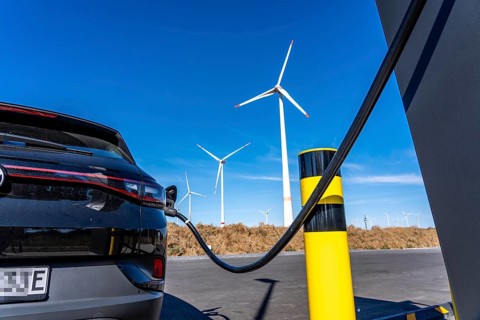 Green power charging park A44, at the Lichtenau exit, charging stations for electric vehicles, with