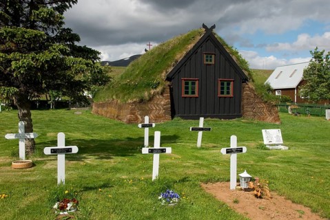 Europe, Iceland, Iceland, Vidimyri, near Varmahlid, church, Vidimyrarkirkja, 1834, peat church,
