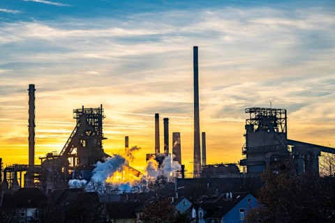 Blast furnace Schwelgern 1 and 2, ThyssenKrupp Steel Schwelgern plant in Duisburg-Marxloh is part
