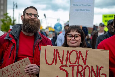 Detroit, Michigan USA - 1 May 2026 - The labor movement and supporters held a May Day rally,