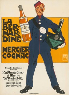 Advertising poster, beverage advertisement, advertising poster for La Bernardine Mercier Cognac,
