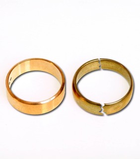 Symbolic for divorce, broken wedding rings