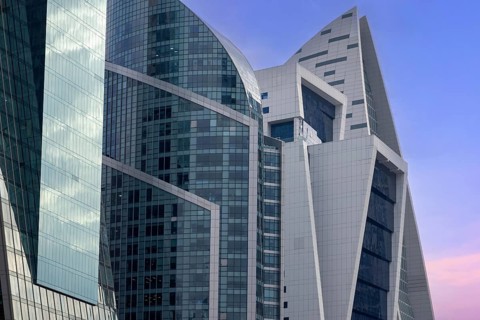 UAE, United Arab Emirates, Abu Dhabi downtown panorama and financial center skyline