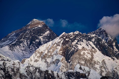 View of Mount Everest and Lhotse from Renjo La Pass, 5360 m, Solu Khumbu, Himalayas, Nepal