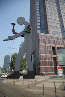 Oversized sculpture Hammering Man by Jonathan Borofsky 1991, Messeplatz, Messe, Bockenheim, Main,