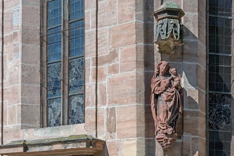 Madonna at the Tetzel Chapel, around 1350, in the schoolyard of Willstätter Gymnasium, Nuremberg,