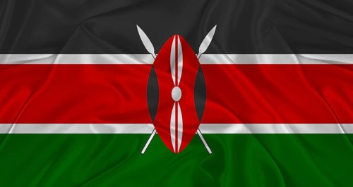 Kenyan flag with fabric texture. Realistic flag of Kenya waving, National flag