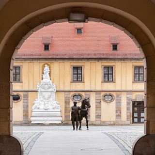 The Fluda City Palace, the former residence of the Fulda prince-bishops, view of the courtyard with