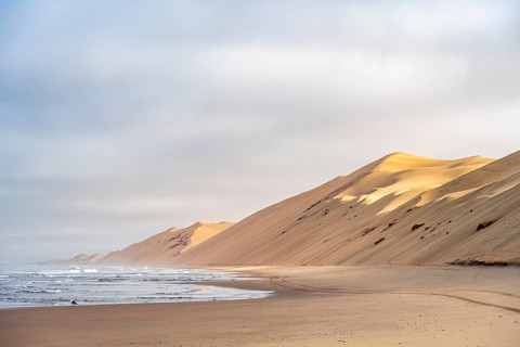 Atlantic coast with high sand dunes, Namib desert and sea, desert landscape, Namib Naukluft Park,