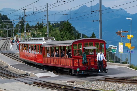 Vitznau Rigi Railway historical presentation car 1871, Rigi Staffel, Arth, Switzerland