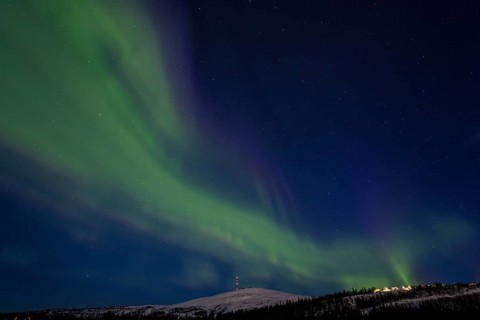 Northern Lights (Aurora borealis), Dundret, Gällivare, Norrbotten, Lapland, Sweden, April 2021