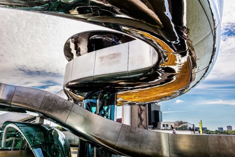 Spectacular double spiral staircase from ground floor to roof terrace, offering breathtaking views