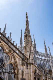 Details of the Milan Cathedral on a sunny day, Milan, Italy