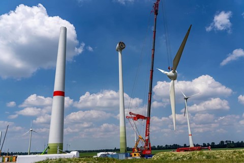 Repowering of a wind farm near Issum, 9 older wind turbines from the manufacturer Enercon (model