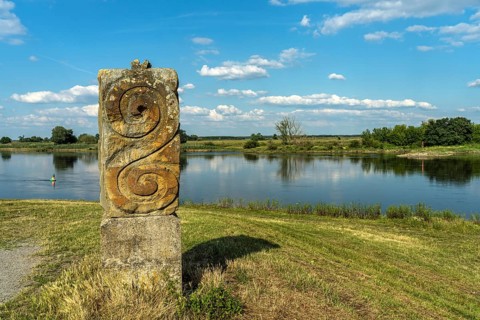 Sculpture on the Elbe in Tangermünde, Saxony-Anhalt, Germany