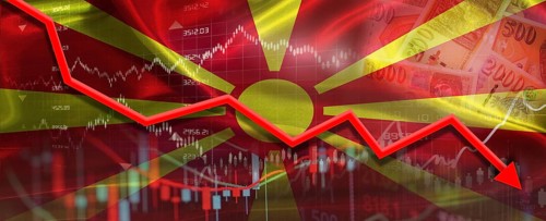 Macedonian financial crisis on economic graph. Financial fall of North Macedonia on economy market