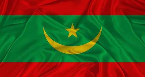 Mauritanian flag with fabric texture. Realistic flag of Mauritania waving, National flag
