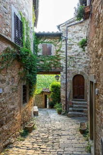 View of a little Street in the little wine town of Montefioralle, Chianti, Florence, Firenze,