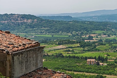 View of the picturesque landscape of the Luberon Regional nature park Park, the village of
