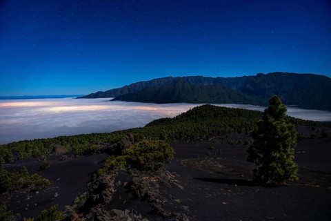 View from Mirador Astronómico del Llano del Jable of the Caldera de Taburiente National Park and a