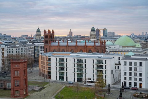 City view, Bauakademie, Schinkelplatz, Friedrichswerder Church, behind German Cathedral and French