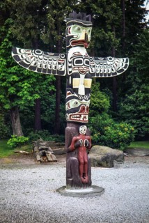 Kakaso'Las Totem Pole, monumental carving Brockton Point, Stanley Park, Vancouver, British