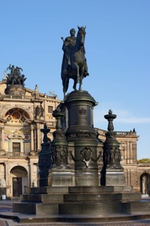 King Johann Memorial, equestrian statue in front of the Semper Opera House, Dresden, Saxony,
