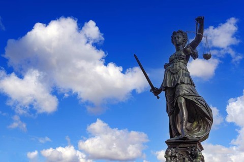 Justice, goddess of justice, Frankfurt am Main, symbol of law, Roman fountain, marketplace,