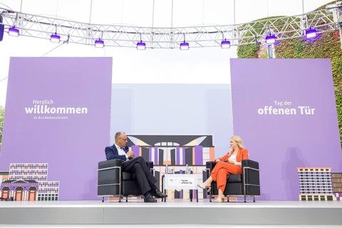 Friedrich Merz (CDU, Chancellor of the Federal Republic of Germany) during a stage talk at the Open