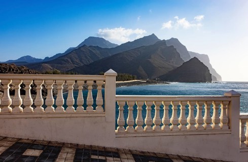 Beach and cliffs at La Aldea, Las Marciegas, Gran Canaria, Canary Islands, Spain, Atlantic Ocean