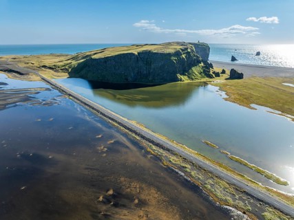 Aerial view of Cape Dyrholaey, southern coast, Iceland