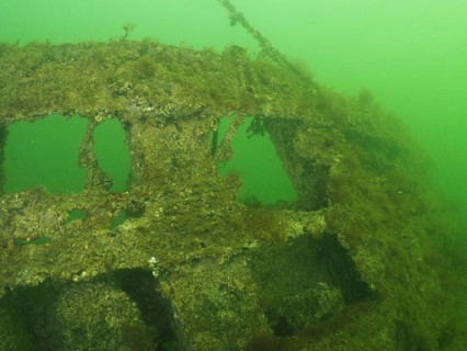 A corroded and overgrown shipwreck in a mystical underwater world, the Severn (Trubbnos) wreck dive