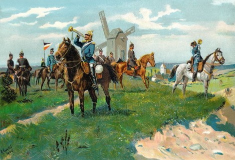 Prussian officers with signal trumpets in the Franco-German War, 1870-71, Preußische Offiziere mit