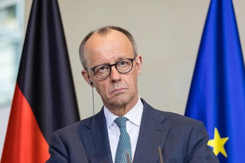 Friedrich Merz (Chancellor of the Federal Republic of Germany, CDU) at a joint press conference