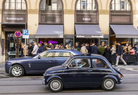Maximilianstraße Munich on a normal Saturday, Rolls-Royce and other luxury cars on the