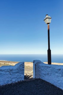 Mirador Ermita de las Nieves, lantern illuminated by the sun, Risco de Famara, Lanzarote, Canary