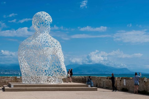 Sculpture made of letters, Le Nomade, artist Jaume Plensa, Antibes, Provence Alpes Côte d'Azur,