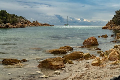 Rocks on Plage Barcaju near Tizzano, Sartene, Corsica, France