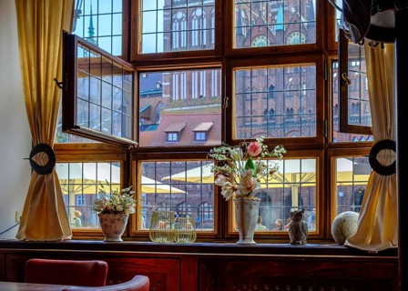 View from the Wulflamhaus, a 14th-century brick Gothic building, onto the Alter Markt, UNESCO World