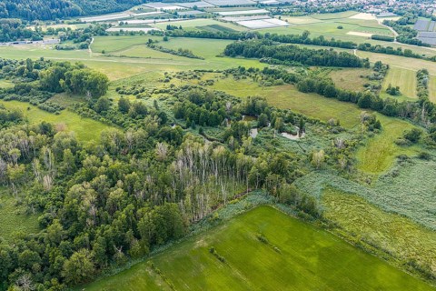 Landscape near Bodman-Ludwigshafen near Lake Constance. aerial view. Bodman-Ludwigshafen,