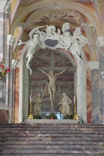 Altar with Crucifixion of Jesus, Crucifix, Holy Staircase, built in 1751 by Baroque builder