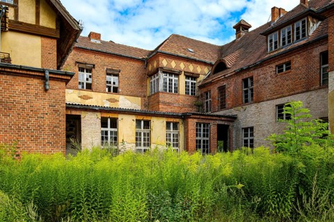 Dilapidated building in the former Pulmonary Hospital and Lost Place Heilstätte Grabowsee,