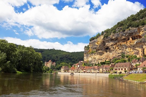 La Roque-Gageac aan der Dordogne, Dordogne Department, Sarlat-la-Canéda Arrondissement, Perigord