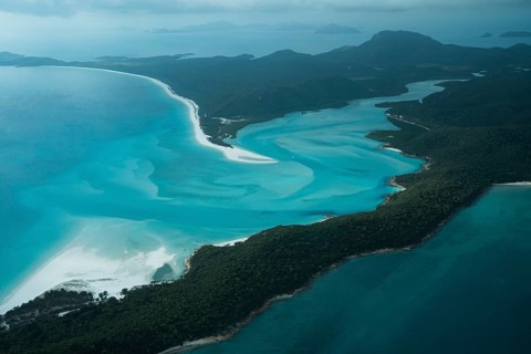 Aerial view of Whitsunday Island beach, Airlie Beach, Queensland, Australia