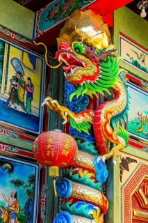 Colourful dragon figurine in a shopping mall Kad Luang Warorod Market, Chiang Mai Thailand